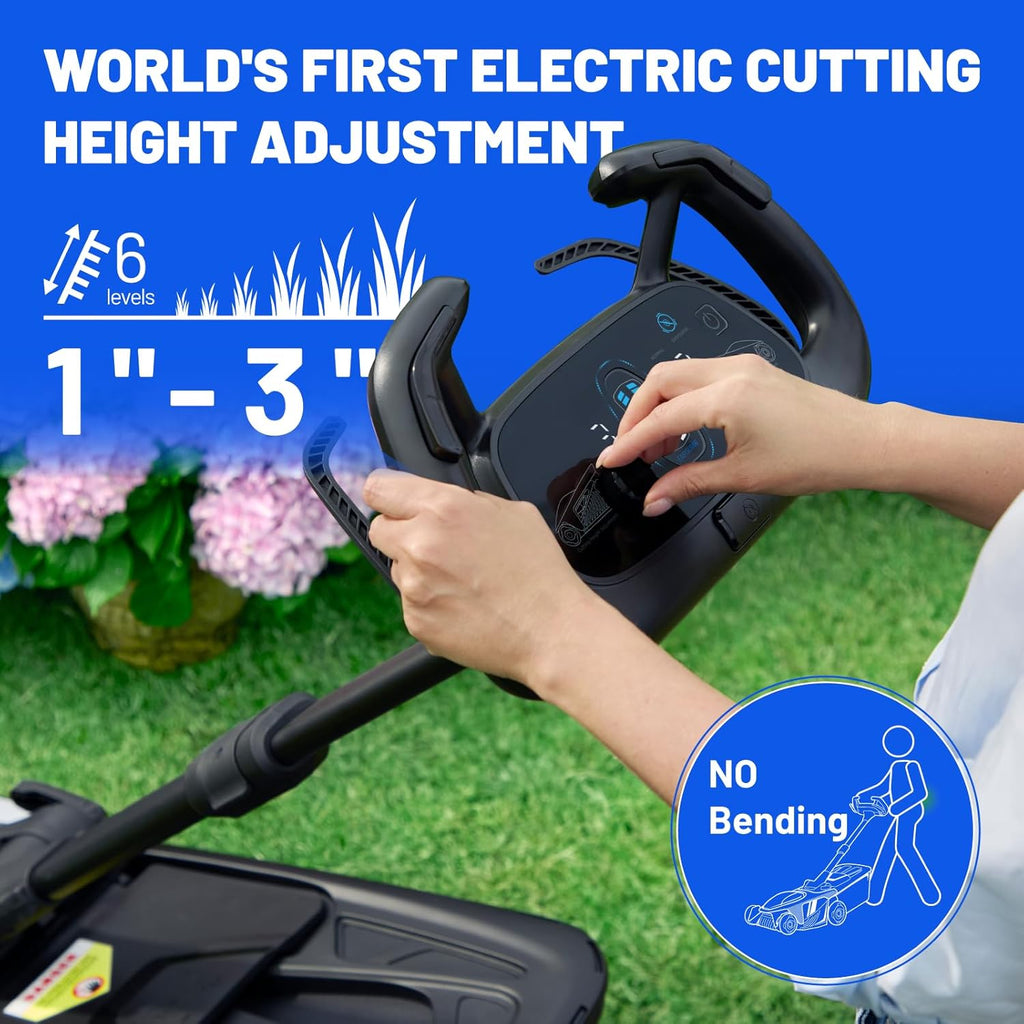 Litheli Easysurge Cordless Lawnmower Self-propelled, 2x 20V/43cm Electric Lawnmower Mulching, 6 Cutting Heights, 50L Grass Box, Battery Lawn Mower with 2x 4.0Ah Batteries
