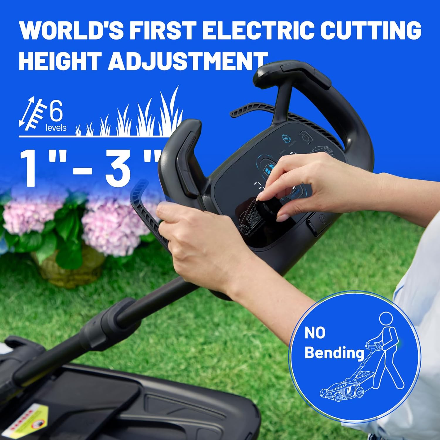 Litheli Easysurge Cordless Lawnmower Self-propelled, 2x 20V/43cm Electric Lawnmower Mulching, 6 Cutting Heights, 50L Grass Box, Battery Lawn Mower with 2x 4.0Ah Batteries